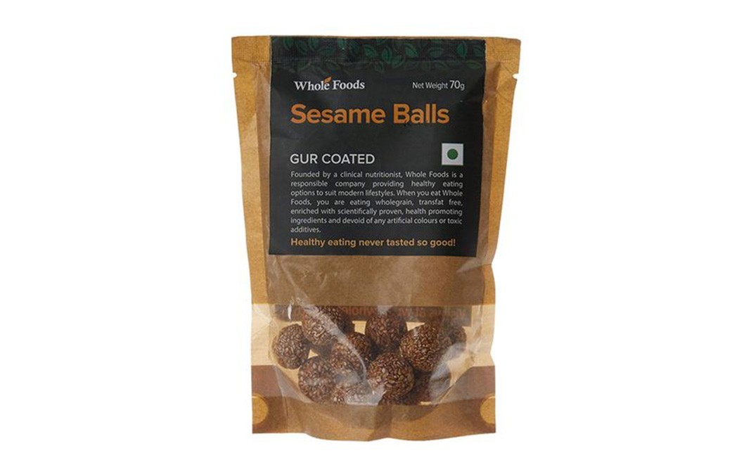 Whole food Sesame Balls Gur Coated    Pack  70 grams
